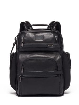 TUMI leather backpack collection.